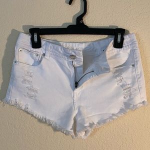 White Denim Distressed Shorts